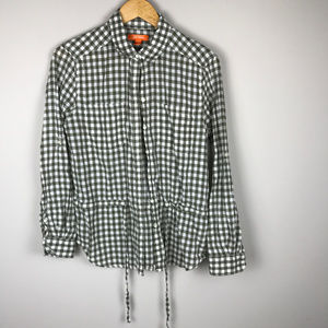🌴 Joe Fresh Sz M LS cinch waist gingham button up